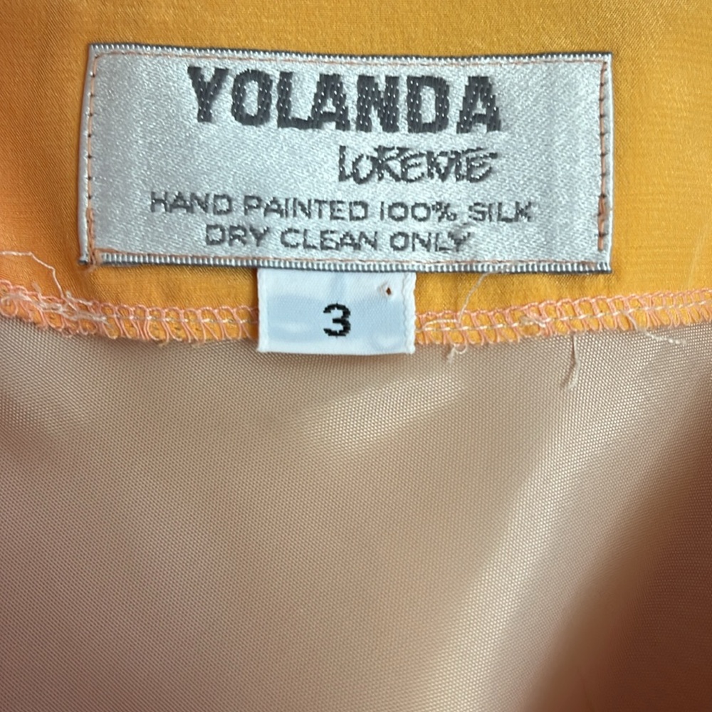 FABULOUS vintage Yolanda Lorente hand painted silk dress size 3 (L) very unique! - Picture 6 of 9